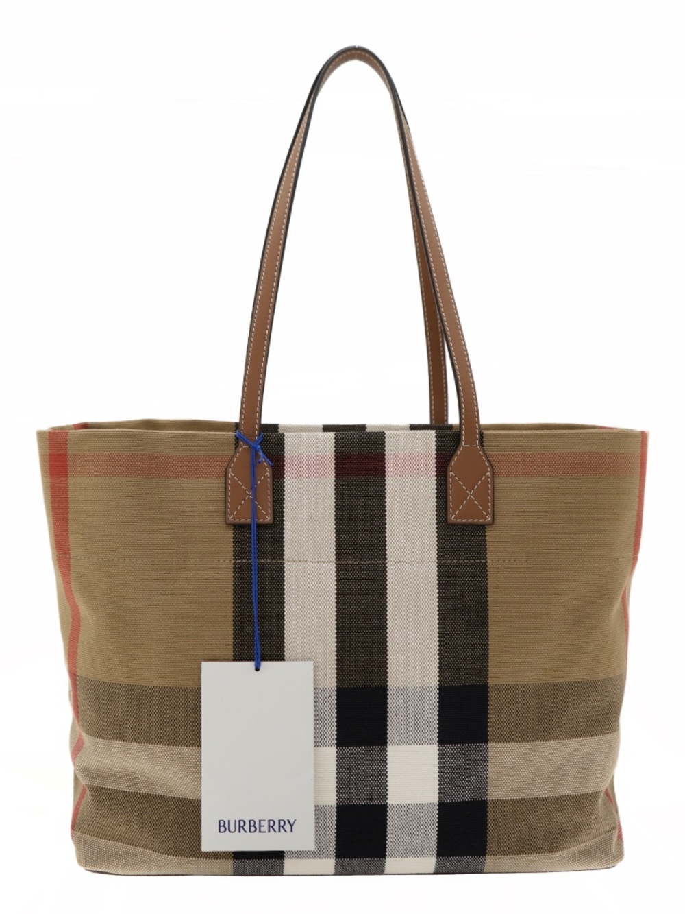 Burberry London Tote Check Taupe Brown Canvas New - Picture 3 of 7